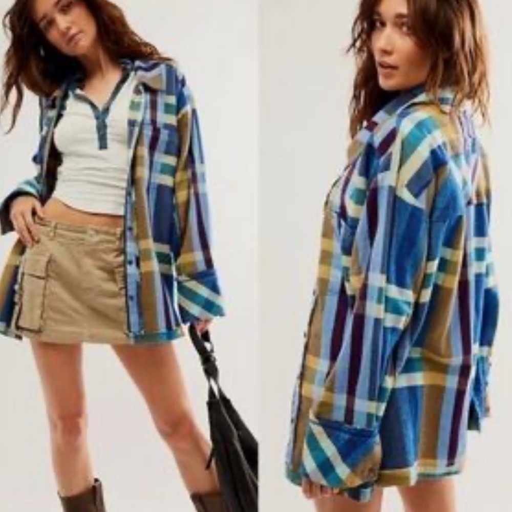 BNWOT Free People We The Free Hideaway Plaid Shirt